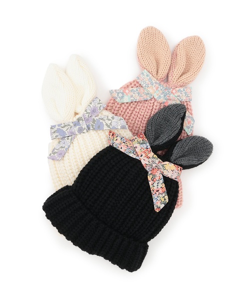 sense of wonder（センスオブワンダー）の「ウサ耳ニット帽子（ニットキャップ/ビーニー・キッズ・ピンク/ホワイト系/ブラック・S(48-52cm)/52-56cm）」の4枚目の写真