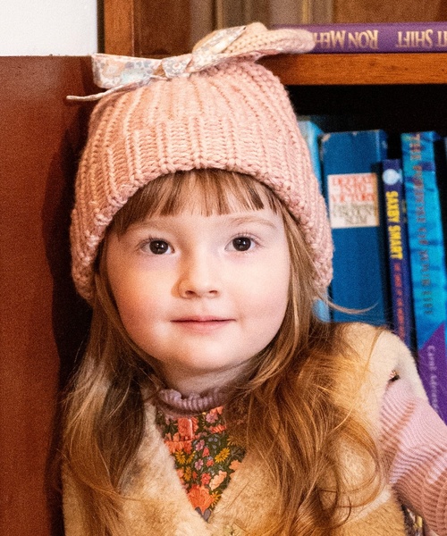 sense of wonder（センスオブワンダー）の「ウサ耳ニット帽子（ニットキャップ/ビーニー・キッズ・ピンク/ホワイト系/ブラック・S(48-52cm)/52-56cm）」の9枚目の写真