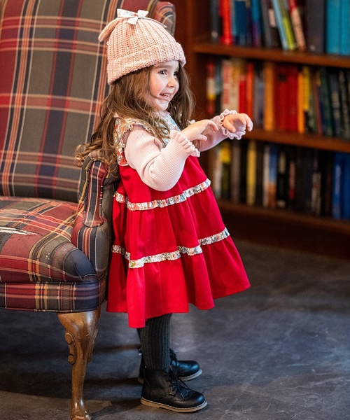 sense of wonder（センスオブワンダー）の「ウサ耳ニット帽子（ニットキャップ/ビーニー・キッズ・ピンク/ホワイト系/ブラック・S(48-52cm)/52-56cm）」の14枚目の写真