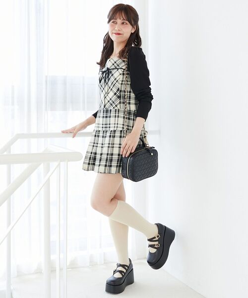 MAJESTIC LEGON（マジェスティックレゴン）の「ドッキングプリーツミニワンピ（ワンピース・レディース・ブラック系その他/グレー系その他/ブラウン系その他2/ホワイト系その他2・MEDIUM/LARGE）」の7枚目の写真