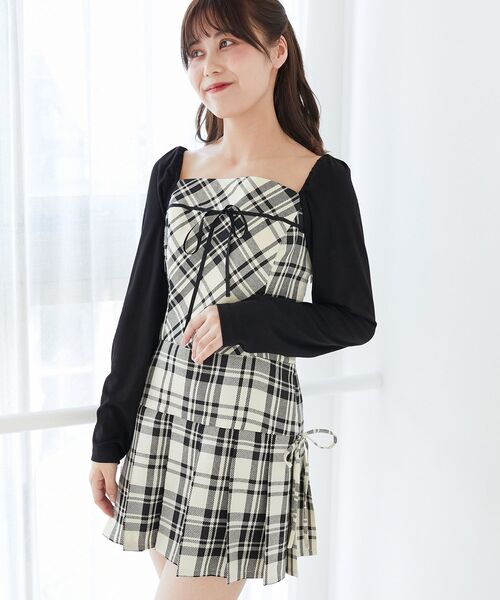 MAJESTIC LEGON（マジェスティックレゴン）の「ドッキングプリーツミニワンピ（ワンピース・レディース・ブラック系その他/グレー系その他/ブラウン系その他2/ホワイト系その他2・MEDIUM/LARGE）」の10枚目の写真