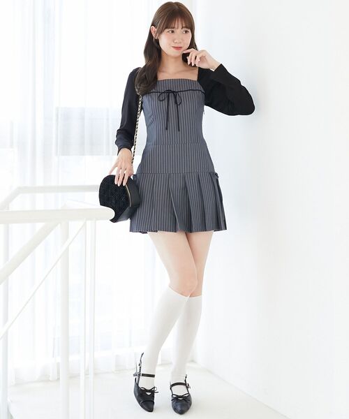 MAJESTIC LEGON（マジェスティックレゴン）の「ドッキングプリーツミニワンピ（ワンピース・レディース・ブラック系その他/グレー系その他/ブラウン系その他2/ホワイト系その他2・MEDIUM/LARGE）」の20枚目の写真