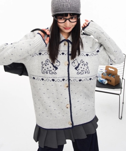 リボン ジャカード カーディガン ANY｜リボン ジャガード カーディガン | Rakuten Fashion(楽天