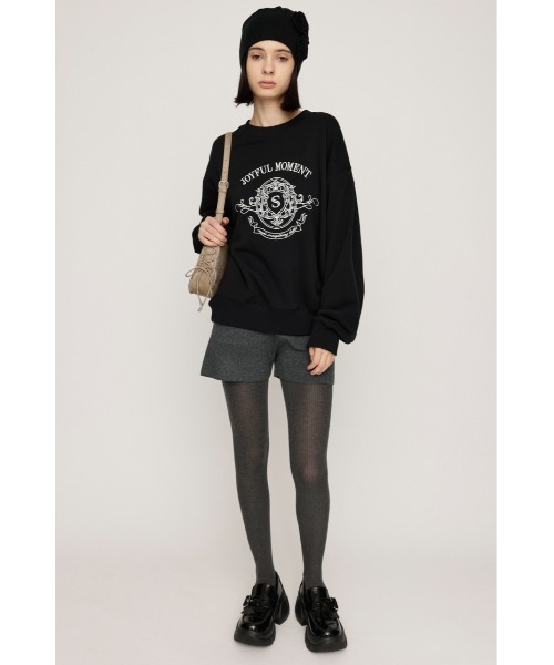 SLY（スライ）の「EMBROIDERY LOGO SW TOPS エンブロイダリー ロゴ スウェット トップス 秋服 冬服　トレーナー（スウェット・レディース・ライトブラック/杢グレー/ブラック/ネイビー・FREE）」の5枚目の写真