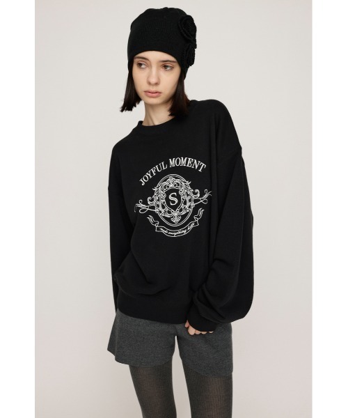 SLY（スライ）の「EMBROIDERY LOGO SW TOPS エンブロイダリー ロゴ スウェット トップス 秋服 冬服　トレーナー（スウェット・レディース・ライトブラック/杢グレー/ブラック/ネイビー・FREE）」の6枚目の写真