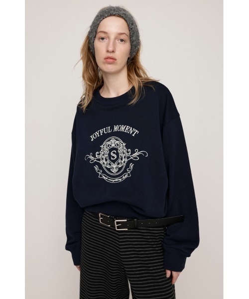 SLY（スライ）の「EMBROIDERY LOGO SW TOPS エンブロイダリー ロゴ スウェット トップス 秋服 冬服　トレーナー（スウェット・レディース・ライトブラック/杢グレー/ブラック/ネイビー・FREE）」の11枚目の写真