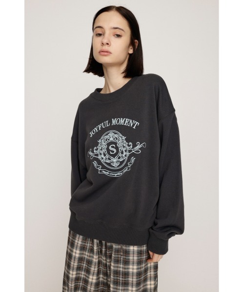 SLY（スライ）の「EMBROIDERY LOGO SW TOPS エンブロイダリー ロゴ スウェット トップス 秋服 冬服　トレーナー（スウェット・レディース・ライトブラック/杢グレー/ブラック/ネイビー・FREE）」の8枚目の写真