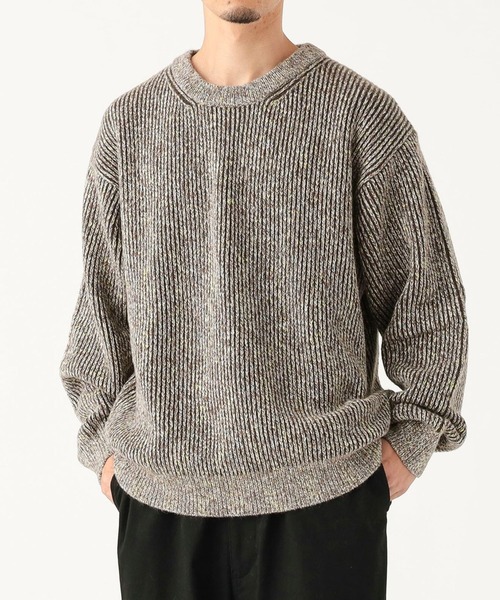 セール】5ゲージ 片畦 メランジ クルーネック ニット（ユニセックス