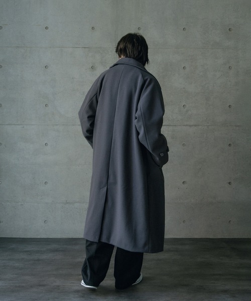 RATTLE TRAP(ラトルトラップ)の「フェイクメルトンルーズステンカラーロングコート(ステンカラーコート・メンズ・グレー/ブラック・L/M)」の3枚目の写真