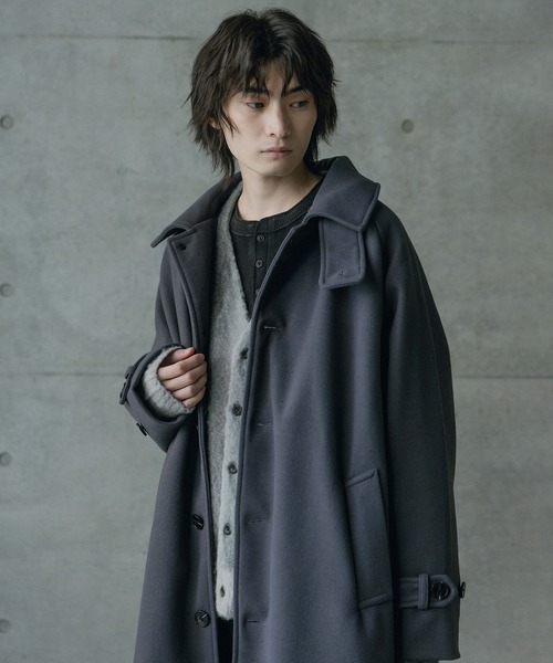 RATTLE TRAP(ラトルトラップ)の「フェイクメルトンルーズステンカラーロングコート(ステンカラーコート・メンズ・グレー/ブラック・L/M)」の4枚目の写真
