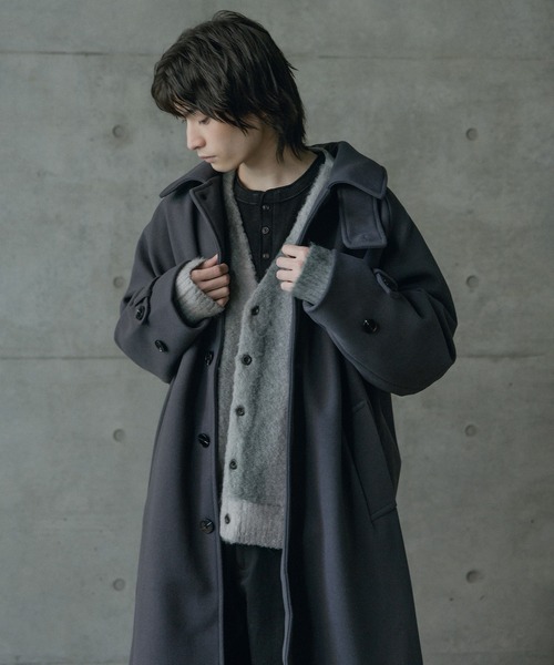 RATTLE TRAP(ラトルトラップ)の「フェイクメルトンルーズステンカラーロングコート(ステンカラーコート・メンズ・グレー/ブラック・L/M)」の7枚目の写真