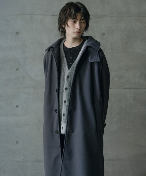 RATTLE TRAP(ラトルトラップ)の「フェイクメルトンルーズステンカラーロングコート(ステンカラーコート・メンズ・グレー/ブラック・L/M)」の11枚目の写真