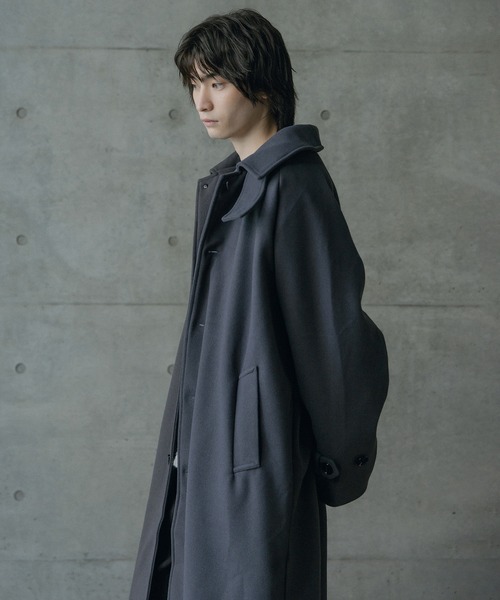 RATTLE TRAP(ラトルトラップ)の「フェイクメルトンルーズステンカラーロングコート(ステンカラーコート・メンズ・グレー/ブラック・L/M)」の10枚目の写真