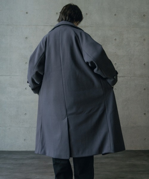 RATTLE TRAP(ラトルトラップ)の「フェイクメルトンルーズステンカラーロングコート(ステンカラーコート・メンズ・グレー/ブラック・L/M)」の12枚目の写真