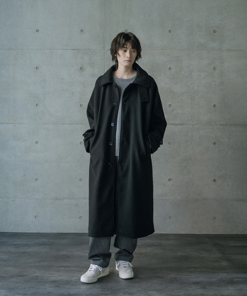 RATTLE TRAP(ラトルトラップ)の「フェイクメルトンルーズステンカラーロングコート(ステンカラーコート・メンズ・グレー/ブラック・L/M)」の15枚目の写真