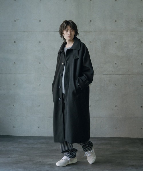 RATTLE TRAP(ラトルトラップ)の「フェイクメルトンルーズステンカラーロングコート(ステンカラーコート・メンズ・グレー/ブラック・L/M)」の14枚目の写真