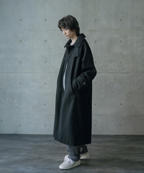 RATTLE TRAP(ラトルトラップ)の「フェイクメルトンルーズステンカラーロングコート(ステンカラーコート・メンズ・グレー/ブラック・L/M)」の16枚目の写真