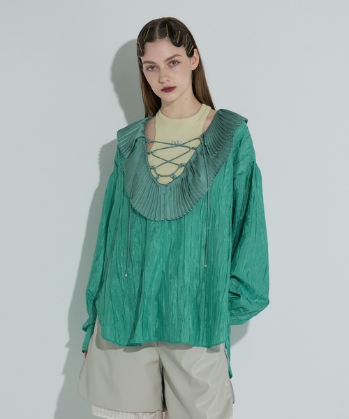 ANNA SUI NYC（アナ スイ エヌ ワイ シー）の「レースアップブラウス（シャツ/ブラウス・レディース・ブラック/ブラウン/グリーン・FREE）」の3枚目の写真