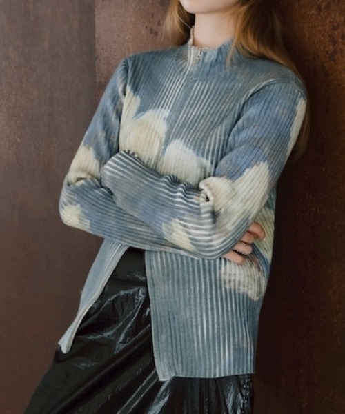 Art Print Rib Zip Knit/アートプリントリビニット（ニット/セーター