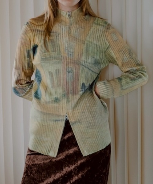 Art Print Rib Zip Knit/アートプリントリビニット（ニット