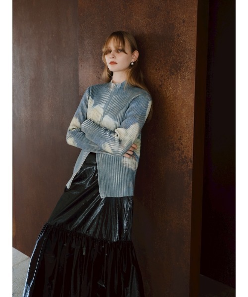 Art Print Rib Zip Knit/アートプリントリビニット（ニット/セーター