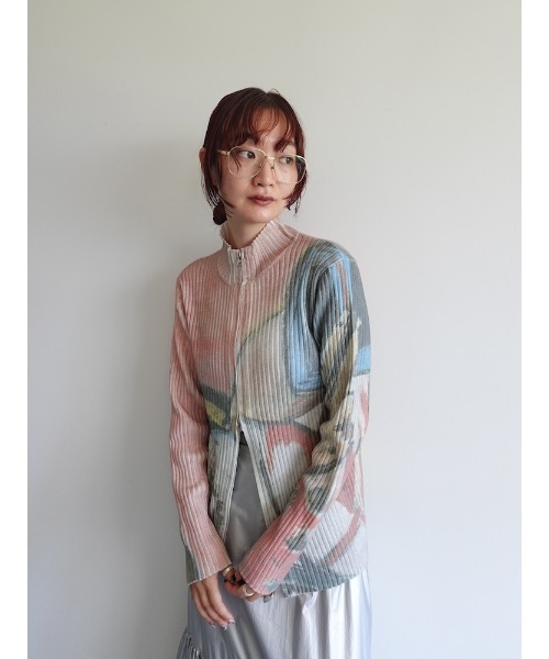 Art Print Rib Zip Knit/アートプリントリビニット（ニット