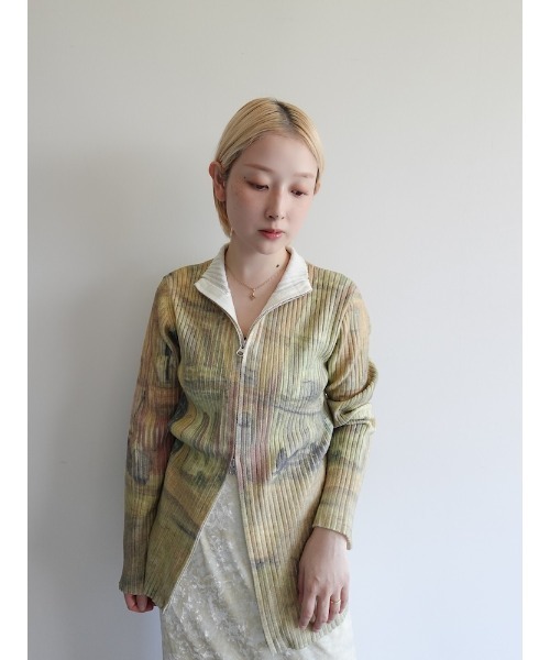 Art Print Rib Zip Knit/アートプリントリビニット（ニット/セーター