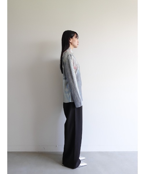 セール】Art Print Rib Zip Knit/アートプリントリビニット（ニット