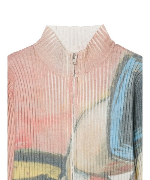 Art Print Rib Zip Knit/アートプリントリビニット（ニット