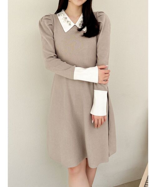 dazzlin（ダズリン）の「オーナメントカラーニットワンピース（ワンピース・レディース・ブラック/グレー・SMALL）」の2枚目の写真