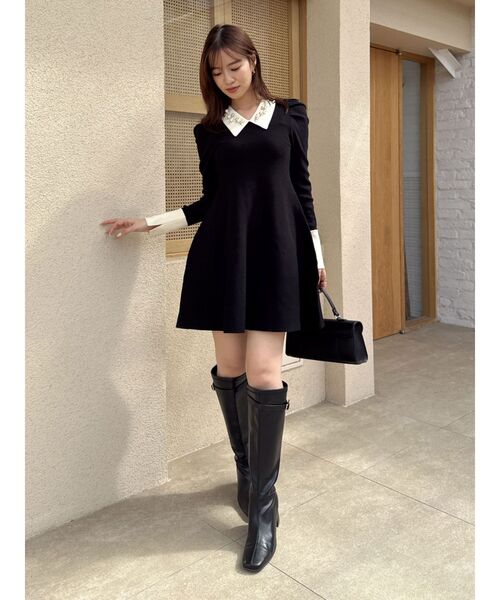 dazzlin（ダズリン）の「オーナメントカラーニットワンピース（ワンピース・レディース・ブラック/グレー・SMALL）」の3枚目の写真