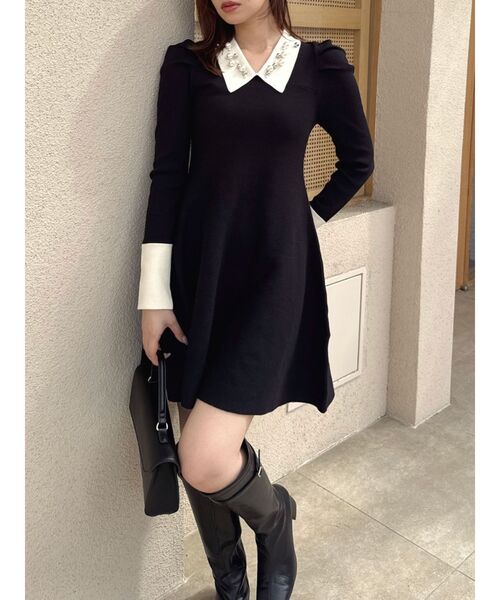 dazzlin（ダズリン）の「オーナメントカラーニットワンピース（ワンピース・レディース・ブラック/グレー・SMALL）」の5枚目の写真