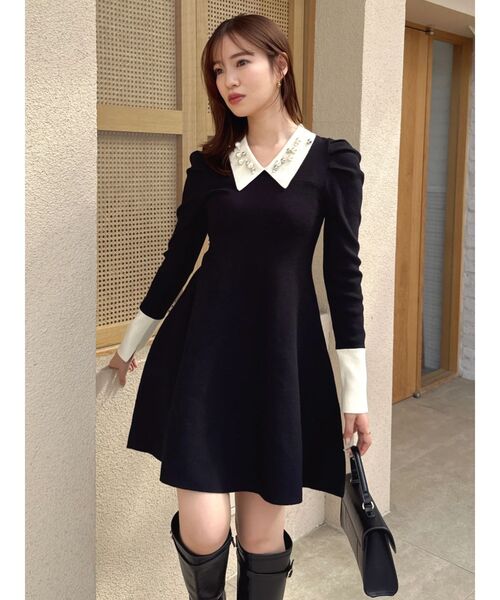 dazzlin（ダズリン）の「オーナメントカラーニットワンピース（ワンピース・レディース・ブラック/グレー・SMALL）」の6枚目の写真