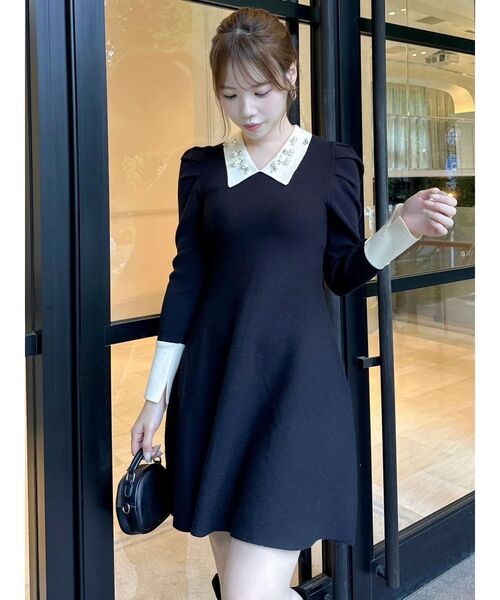 dazzlin（ダズリン）の「オーナメントカラーニットワンピース（ワンピース・レディース・ブラック/グレー・SMALL）」の7枚目の写真