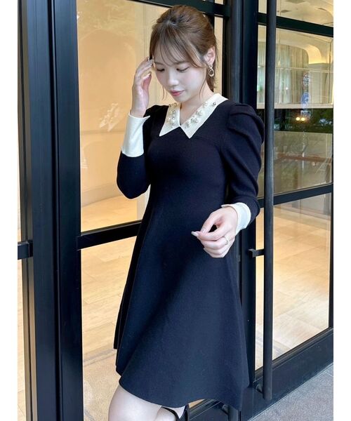 dazzlin（ダズリン）の「オーナメントカラーニットワンピース（ワンピース・レディース・ブラック/グレー・SMALL）」の8枚目の写真