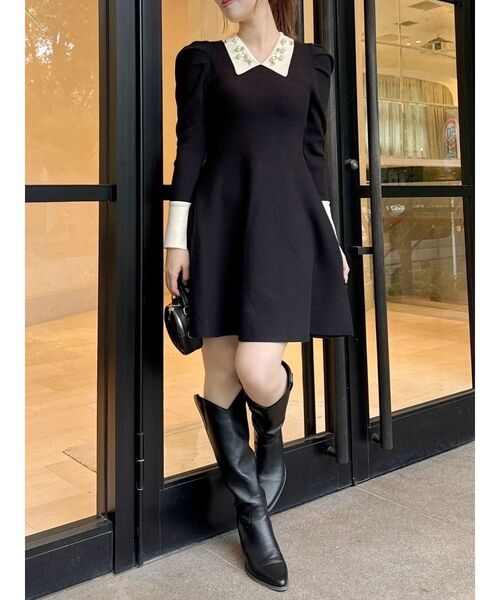 dazzlin（ダズリン）の「オーナメントカラーニットワンピース（ワンピース・レディース・ブラック/グレー・SMALL）」の10枚目の写真