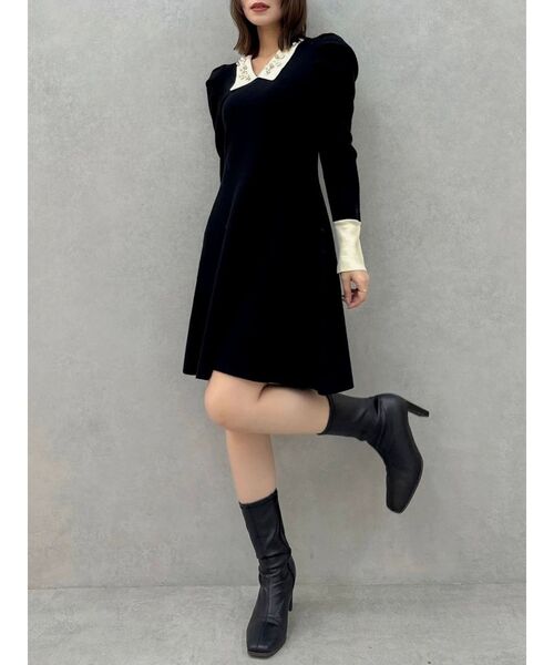 dazzlin（ダズリン）の「オーナメントカラーニットワンピース（ワンピース・レディース・ブラック/グレー・SMALL）」の14枚目の写真