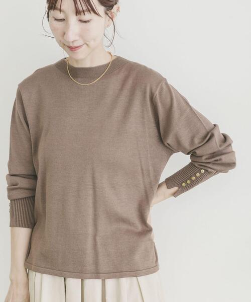 ITEMS URBANRESEARCH（アイテムズ アーバンリサーチ）の「ソデボタンニットプルオーバー（ニット/セーター・レディース・ブラック系その他/ライトブラウン/ブラック/ホワイト系その他・FREE）」の4枚目の写真