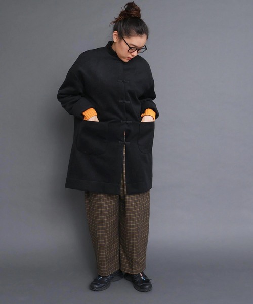 I am I in fact...（アイアムアイインファクト）の「WOOL CHINA coat（その他アウター・レディース・ブラック/チャコールグレー・FREE）」の3枚目の写真