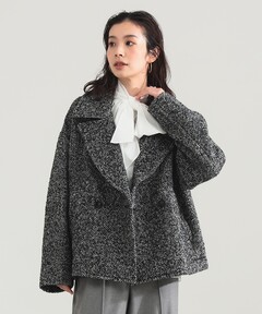 セール】ヘリンボンツイードビッグカラーコート（その他アウター