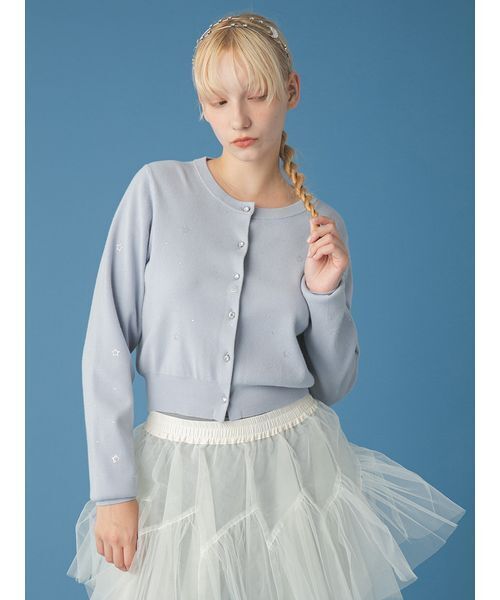 FURFUR（ファーファー）の「Twilightモチーフクルーネックカーディガン（カーディガン/ボレロ・レディース・サックスブルー/ブラック/ホワイト・F）」の4枚目の写真