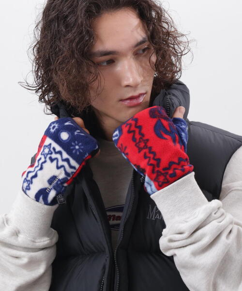MANASTASH（マナスタッシュ）の「MANASTASH/マナスタッシュ　BANDANA FINGERLESS GLOVES/バンダナ フィンガーレス グローブ 手袋（手袋・メンズ・ネイビー/ブラック・F）」の4枚目の写真