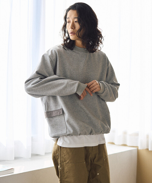 Firsthand(ファーストハンド)の「Firsthand/ファーストハンド サイドポケット スピンドル ダンボール クルーネックスウェット(スウェット・メンズ・ブラック/グレー/ネイビー/ブラウン・LARGE/MEDIUM)」の13枚目の写真