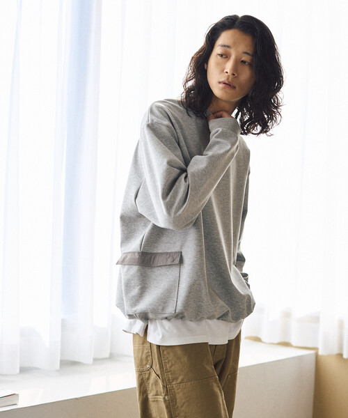 Firsthand(ファーストハンド)の「Firsthand/ファーストハンド サイドポケット スピンドル ダンボール クルーネックスウェット(スウェット・メンズ・ブラック/グレー/ネイビー/ブラウン・LARGE/MEDIUM)」の16枚目の写真