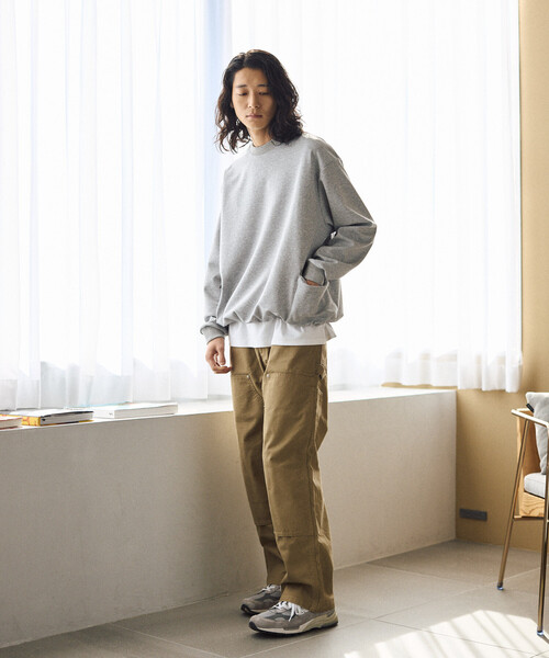 Firsthand(ファーストハンド)の「Firsthand/ファーストハンド サイドポケット スピンドル ダンボール クルーネックスウェット(スウェット・メンズ・ブラック/グレー/ネイビー/ブラウン・LARGE/MEDIUM)」の20枚目の写真