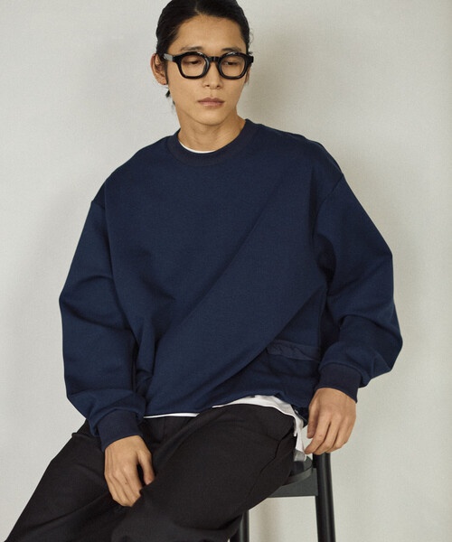 Firsthand(ファーストハンド)の「Firsthand/ファーストハンド サイドポケット スピンドル ダンボール クルーネックスウェット(スウェット・メンズ・ブラック/グレー/ネイビー/ブラウン・LARGE/MEDIUM)」の22枚目の写真