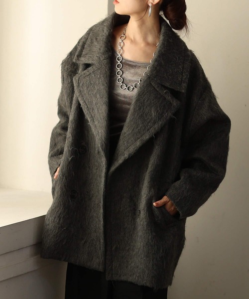 Sawa a la mode(サワアラモード)の「アメリカンスリーブVネックニットトップス(ニット/セーター・レディース・ブラウン/チャコールグレー・FREE)」の3枚目の写真