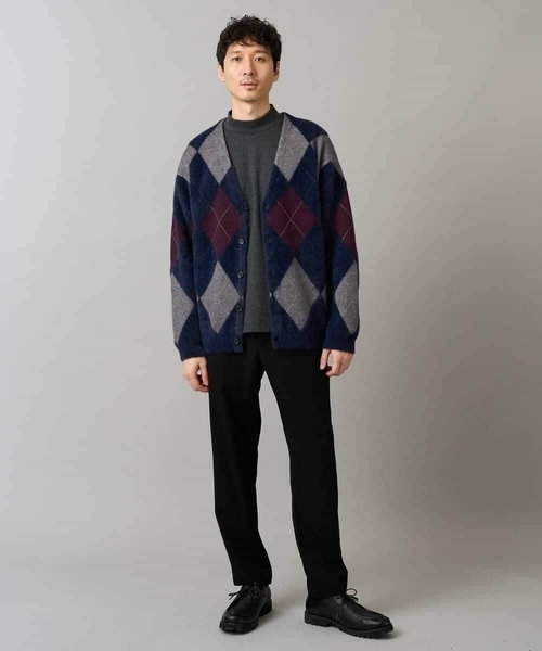 a.v.v(アーヴェヴェ)の「【洗濯で洗える】シャギーアーガイルワイドシルエットカーディガン(カーディガン/ボレロ・メンズ・ブラック/ネイビー・46/48)」の3枚目の写真