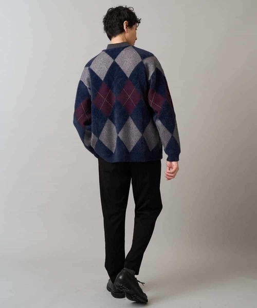 a.v.v(アーヴェヴェ)の「【洗濯で洗える】シャギーアーガイルワイドシルエットカーディガン(カーディガン/ボレロ・メンズ・ブラック/ネイビー・46/48)」の5枚目の写真