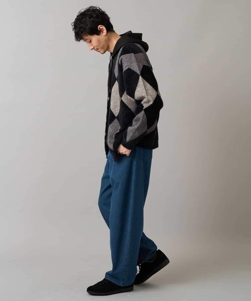 a.v.v(アーヴェヴェ)の「【洗濯で洗える】シャギーアーガイルワイドシルエットカーディガン(カーディガン/ボレロ・メンズ・ブラック/ネイビー・46/48)」の8枚目の写真